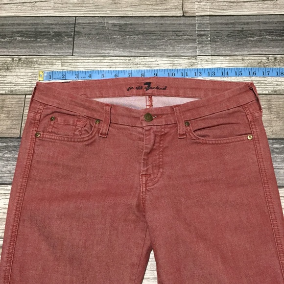 7 For All Mankind Carol Emilio Pucci Jeans Women 27 Red (Inseam 33) Straight K3 - Picture 4 of 13